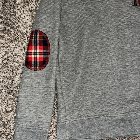 NWT Entro Gray Waffle Knit Plaid Women’s Warm Cute Pullover Collared Sweater M - Picture 2 of 5